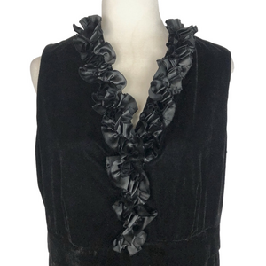 Jessica black velvet ruffle dress